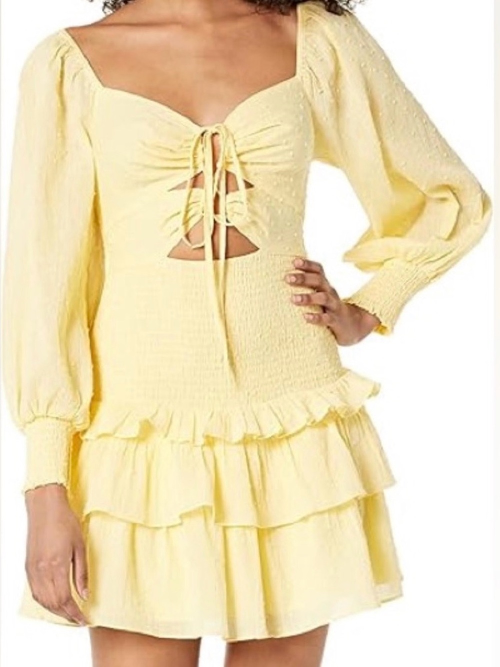 Astr Yellow Ruffle Tiered Dress